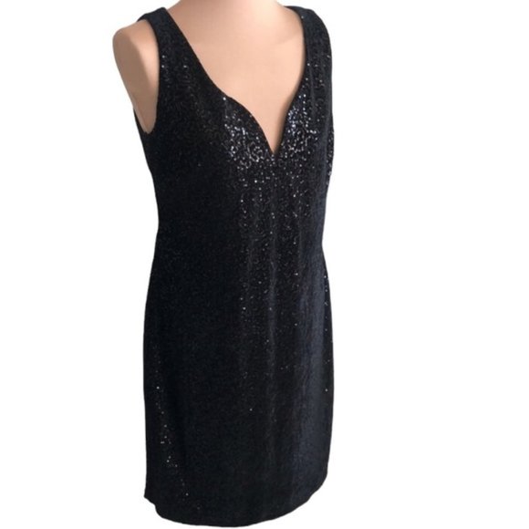BLU SAGE SEXY LITTLE BLACK DRESS VELVET & SEQUINS SWEETHEART NECKLINE 12 - Picture 1 of 13